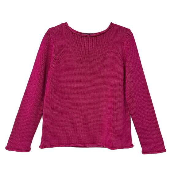 SAKS FIFTH AVENUE Chunky Knit Scoop Neck Sweater Women’s XL 100% Silk Pink - Picture 1 of 13